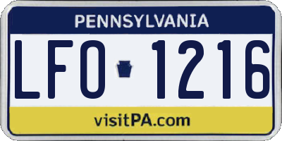 PA license plate LFO1216