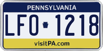 PA license plate LFO1218