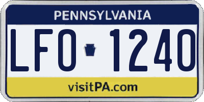 PA license plate LFO1240