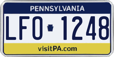 PA license plate LFO1248