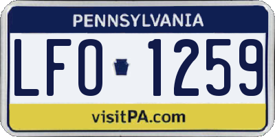 PA license plate LFO1259
