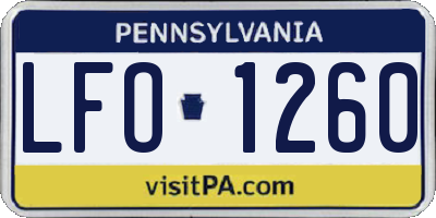 PA license plate LFO1260