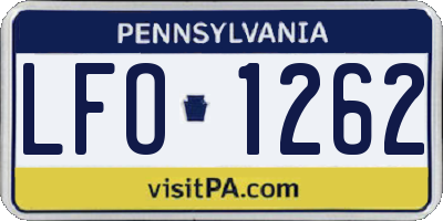 PA license plate LFO1262