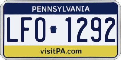 PA license plate LFO1292