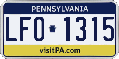PA license plate LFO1315