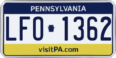 PA license plate LFO1362