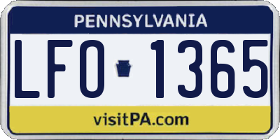 PA license plate LFO1365