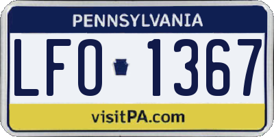 PA license plate LFO1367