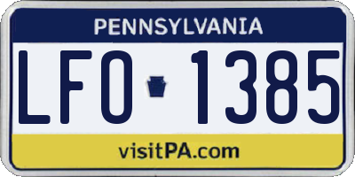 PA license plate LFO1385