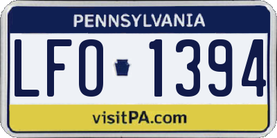 PA license plate LFO1394