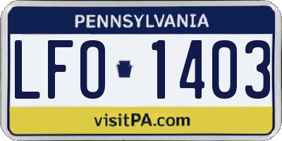 PA license plate LFO1403