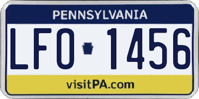 PA license plate LFO1456