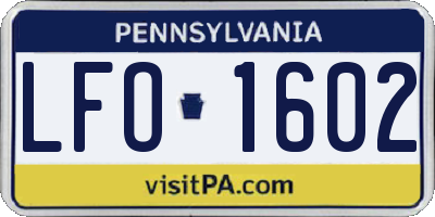 PA license plate LFO1602