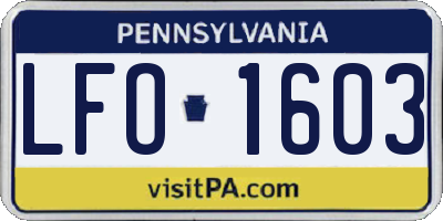PA license plate LFO1603