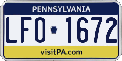 PA license plate LFO1672
