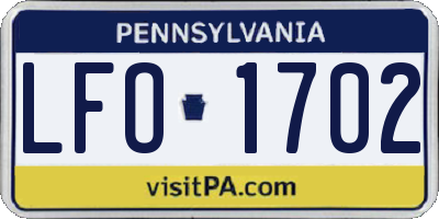 PA license plate LFO1702