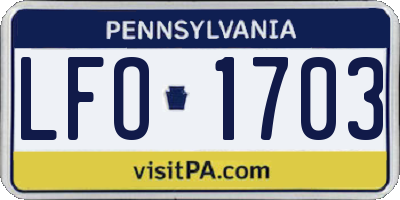 PA license plate LFO1703