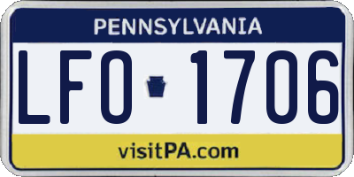 PA license plate LFO1706