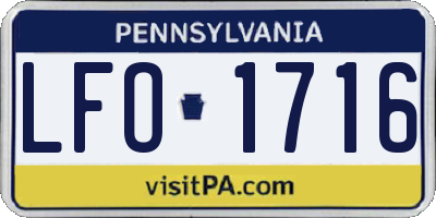 PA license plate LFO1716
