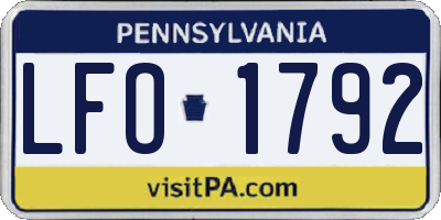 PA license plate LFO1792