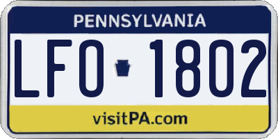 PA license plate LFO1802