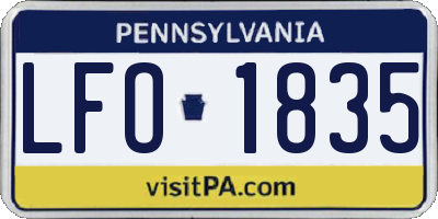 PA license plate LFO1835