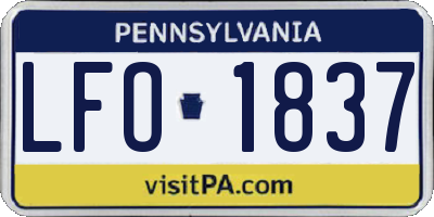 PA license plate LFO1837