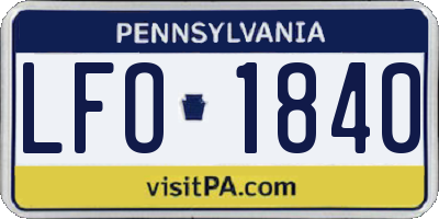 PA license plate LFO1840