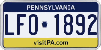 PA license plate LFO1892