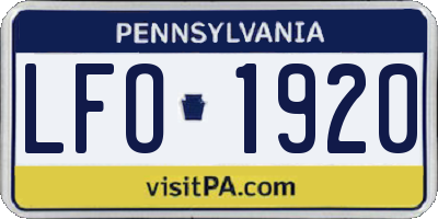 PA license plate LFO1920