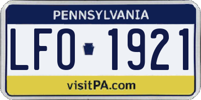 PA license plate LFO1921