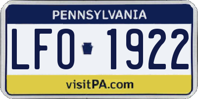 PA license plate LFO1922