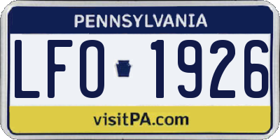 PA license plate LFO1926