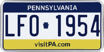 PA license plate LFO1954