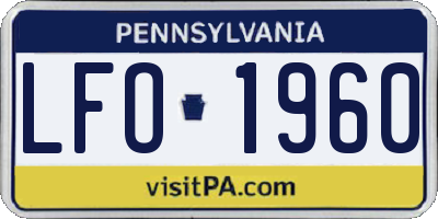 PA license plate LFO1960