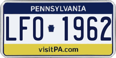 PA license plate LFO1962