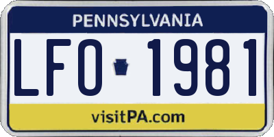 PA license plate LFO1981