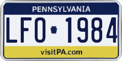PA license plate LFO1984