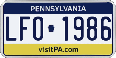 PA license plate LFO1986