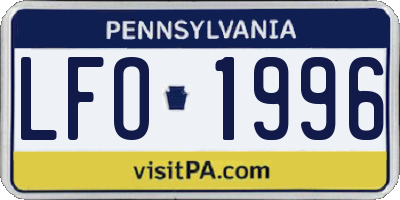 PA license plate LFO1996