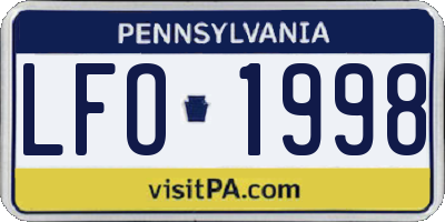 PA license plate LFO1998