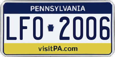 PA license plate LFO2006
