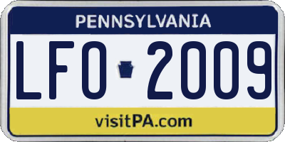 PA license plate LFO2009