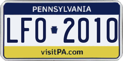 PA license plate LFO2010
