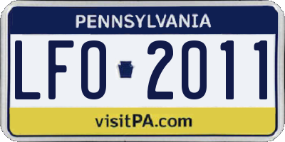 PA license plate LFO2011