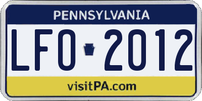 PA license plate LFO2012