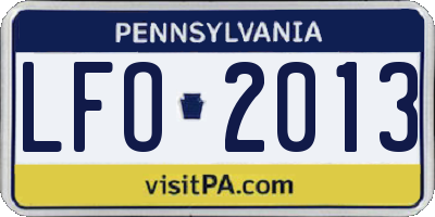 PA license plate LFO2013