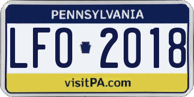 PA license plate LFO2018