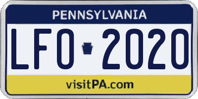 PA license plate LFO2020