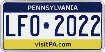 PA license plate LFO2022